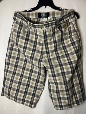 Plaid Men's Shorts in Beige and Black